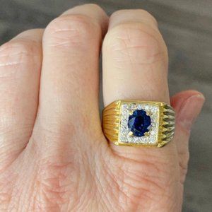 SOLD 18K Yellow Gold Sapphire and Diamond Ring